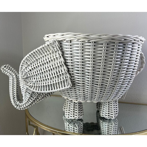 Pottery Barn Other - Pottery Barn Kids Handwoven Rattan Wicker Elephant  Shaped Storage Basket Gray